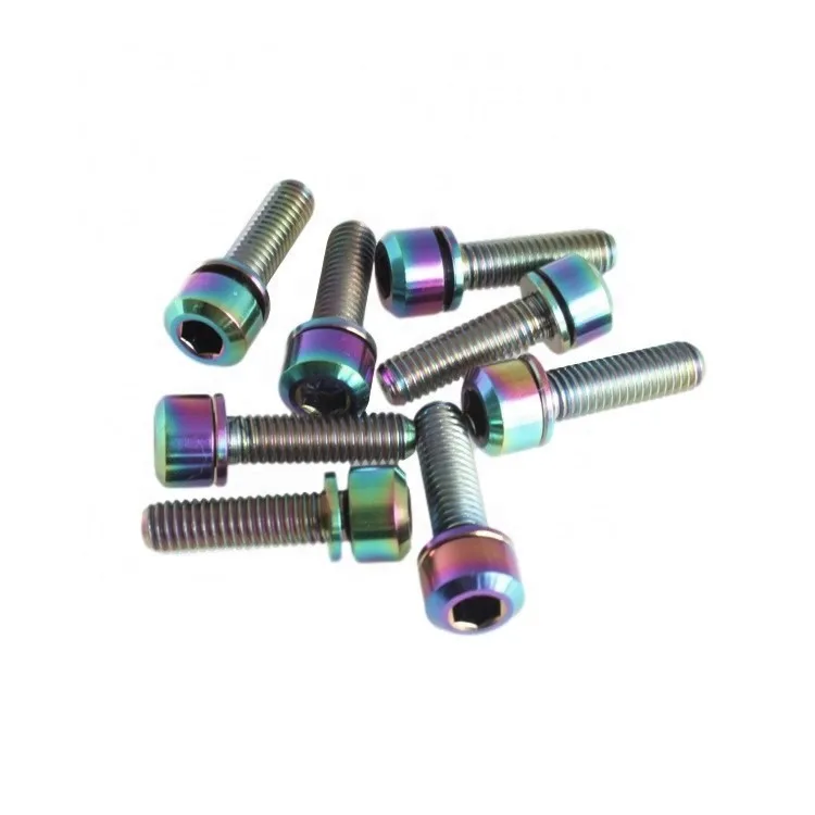 MTB Bike Stem Bolts and Washers Set Titanium Metric M6 X 16/18/20MM Tapered Head