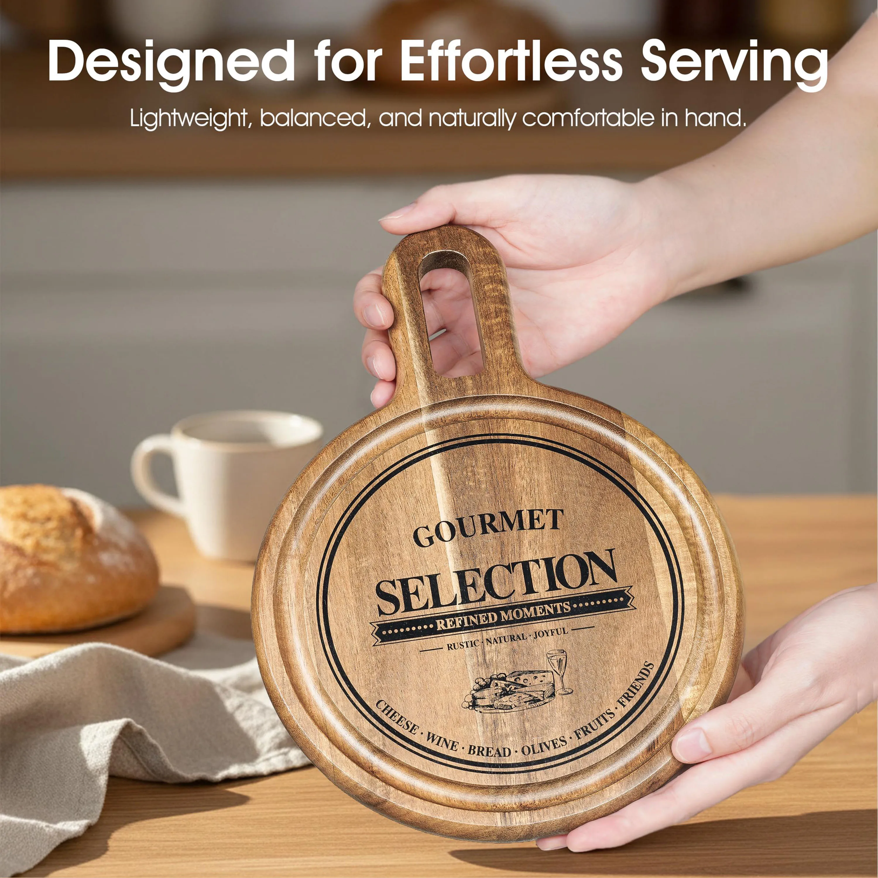 product custom wood cheese board set of 2 engraved handle charcuterie platter  cutting board for kitchen countertop chopping board-4
