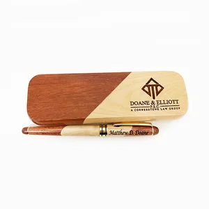 Wholesale High Quality Luxury Business VIP Gift Wood Pen Set with Custom logo Engraved Promotion Wooden Roller Pen with Wood Box