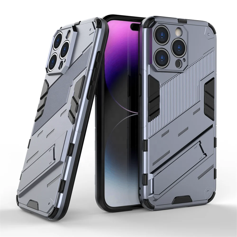 Armor Tpu Pc Shockproof Phone Case For Iphone 16 15 14 13 12 11 Plus Pro Max Non-Slip Cases With Kickstand Protective Cover