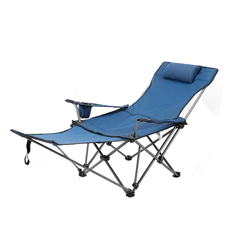 Outdoor Folding Beach Chair Recliner With Footrest Nap Chair Breathable