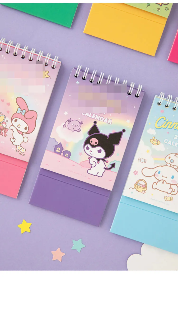 Yubon 2024 Kawaii Kuromi Cinnamoroll Melody Cartoon Calendar Desktop ...