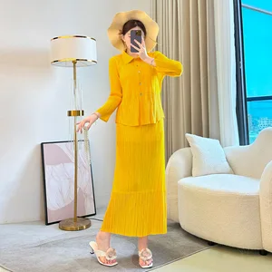 2026 Spring Summer Collection New Fashion Stylish Age-Reducing Loose Slimming Meat Cover Suit Shirt Long Overskirt Two-Piece Set