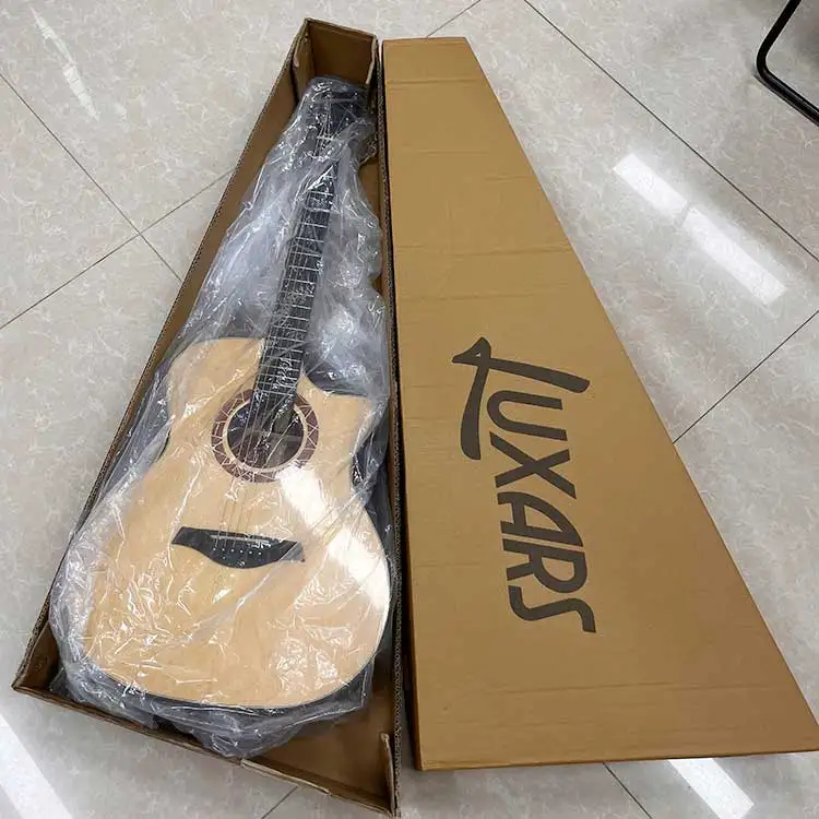 High End Luxars Custom All Solid Grade a Spruce Basswood Acoustic Guitar Round Frets Guitar