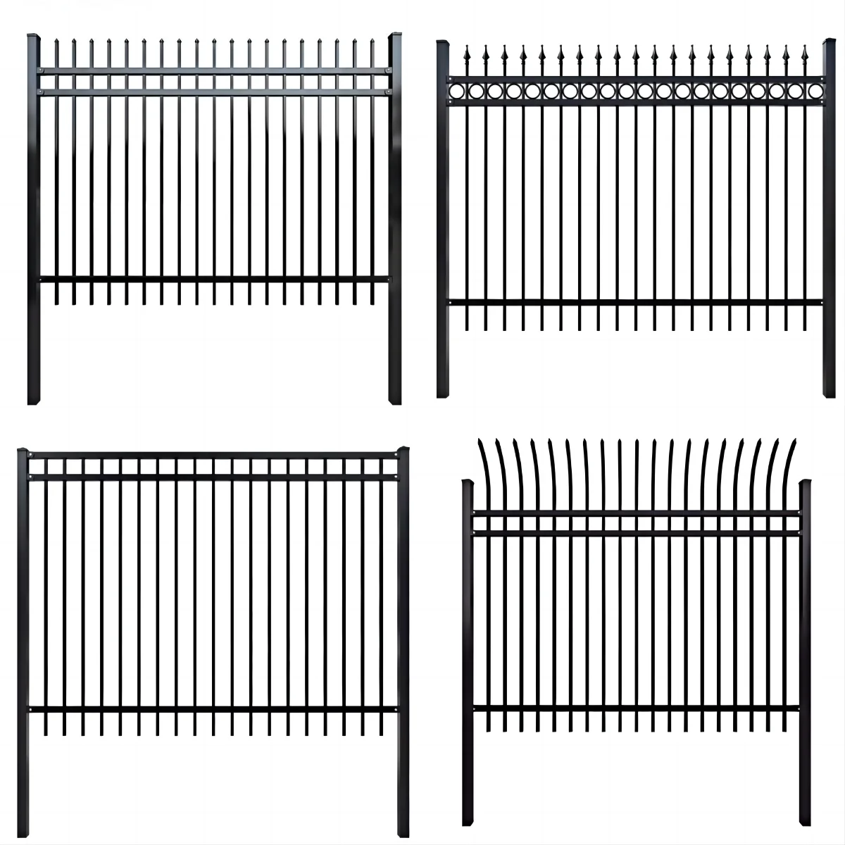 Cheap Price Per Meter Cast Iron Fencing Pickets Faux Wrought Iron Railing Fence Villa Wrought Iron Spear Top Fence for Houses