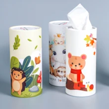 Wholesale Custom Design 2Ply Soft car Facial Tissue Box Paper Tube Holder Packaging cylinder tissue box for car