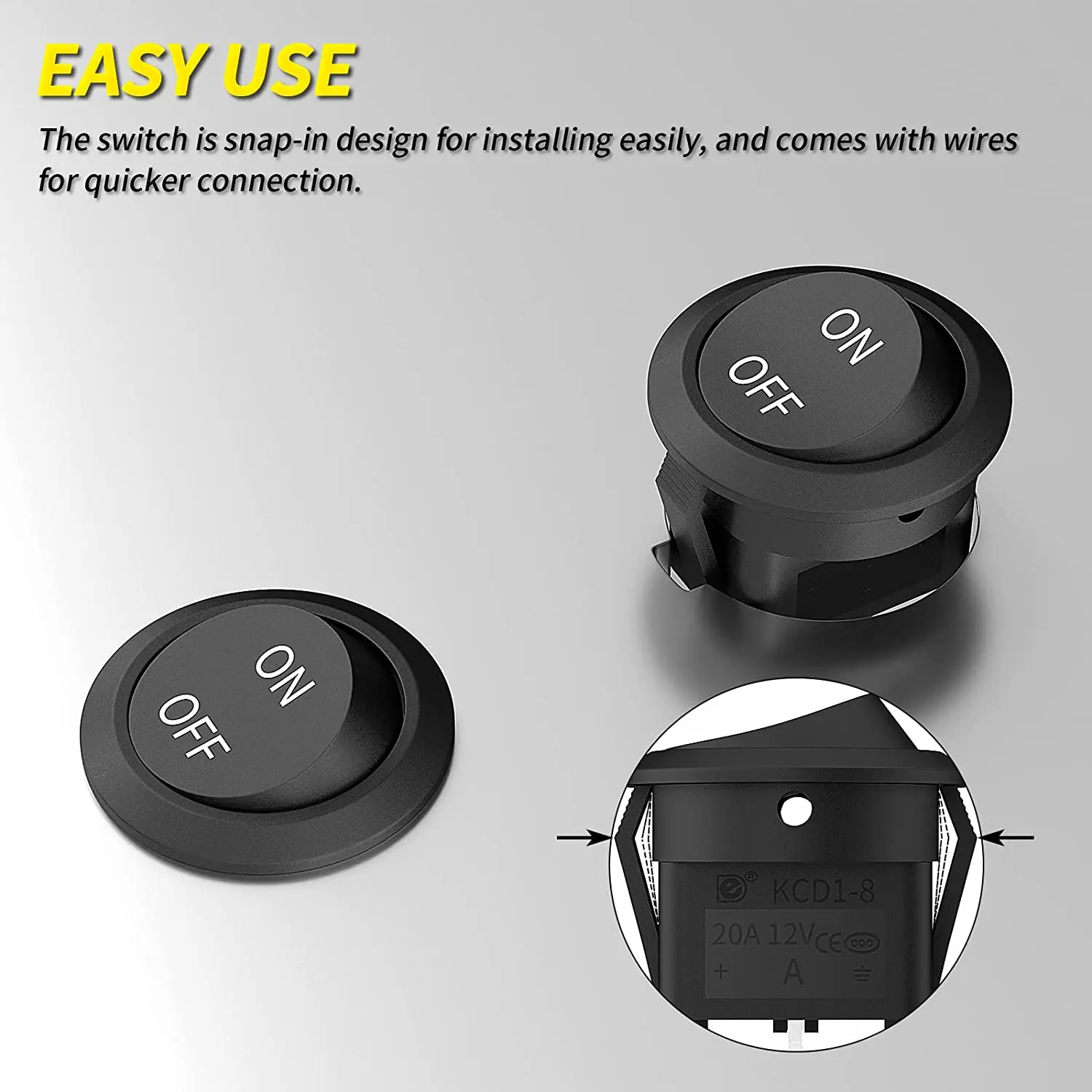 Interruttori A Bilanciere Rotondi - 5 Pezzi Per Auto, Barche Ed Elettrodomestici | ON/OFF SPST 2 Pin - Foto 14