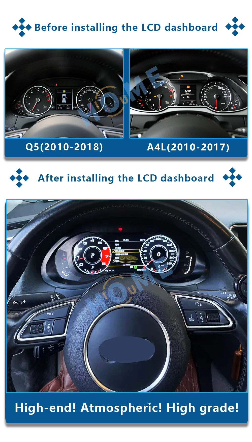 Tappetino Parasole Per Cruscotto Audi Q5 2010-2018 (LHD) – Antiriflesso E Antiscivolo In Poliestere