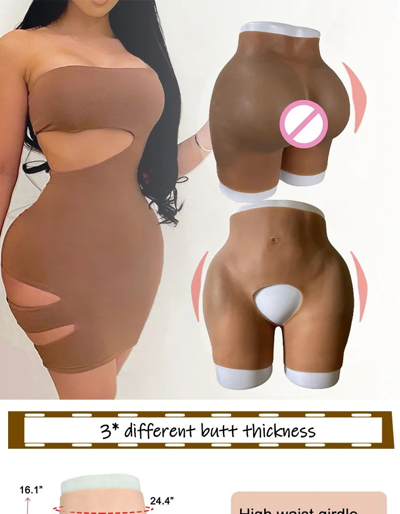 Silicone 2.2cm Buttocks Hips Enhancer Shapewear Woman Fake Butts Padding  Panties