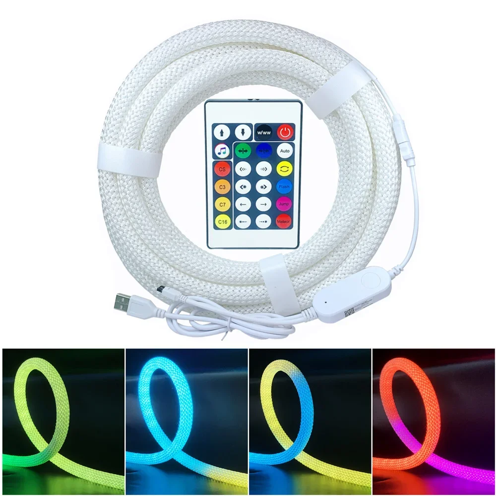 WS2812B WS2811 Round Reticulate Pattern Neon LED Strip 50Leds/m 360 Degree Smart RGB IC Flexible Silicone Light Tape IP67 DC5V