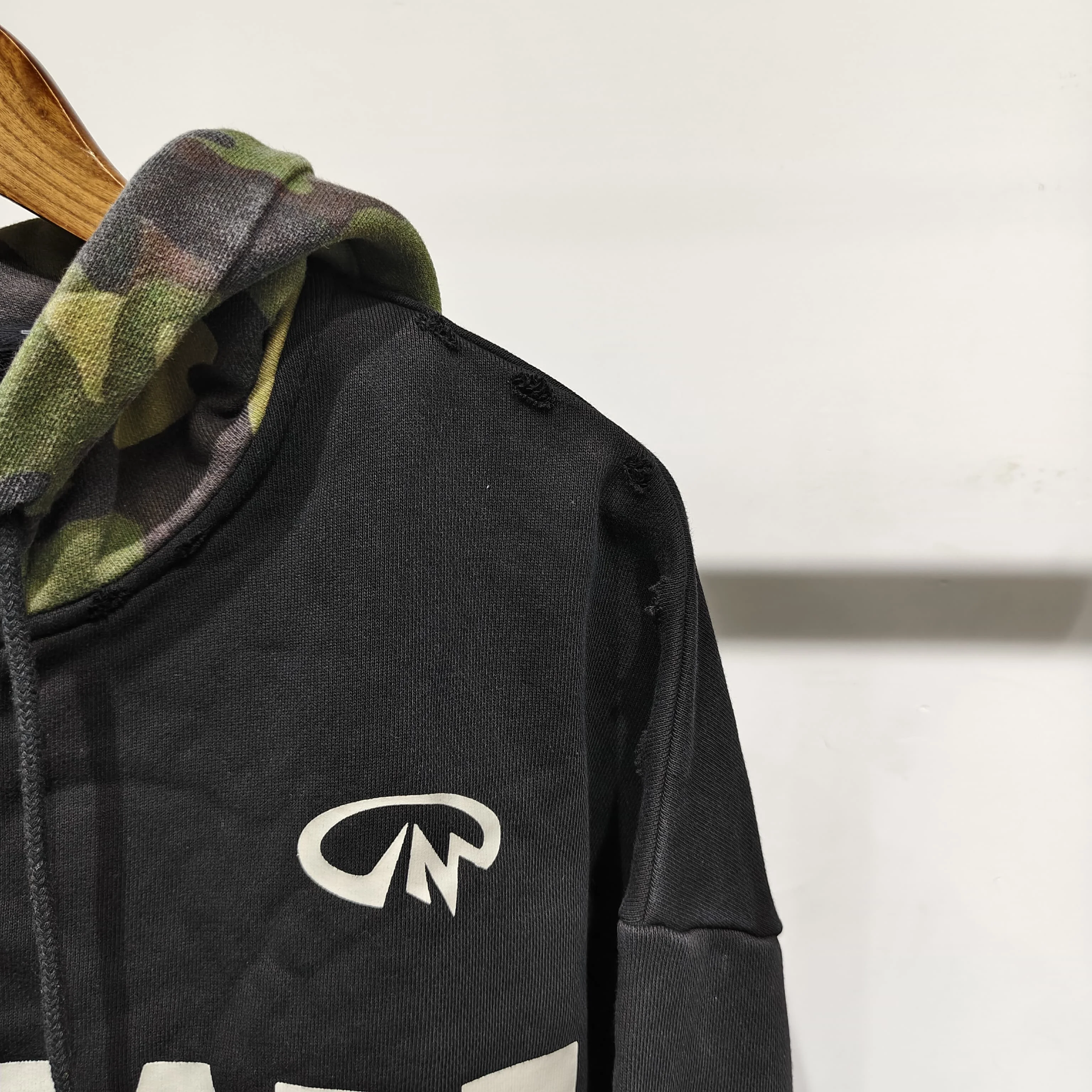 Custom Heavy Cotton Sunfaded Distressed Acid Washed Zip up Camouflage Print Men Women Unisex Hooded Jacket gallery 4