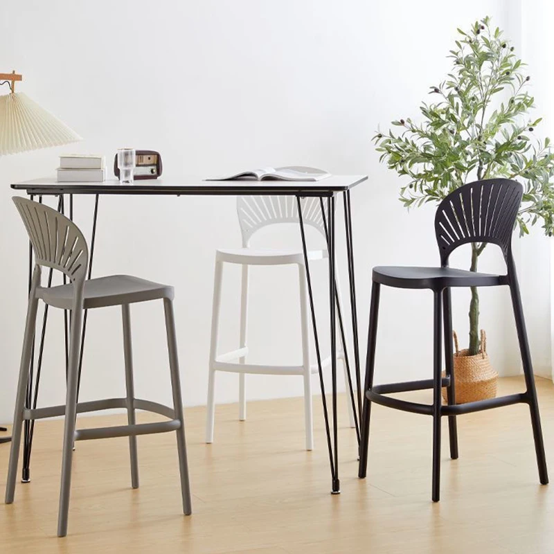 Cheap Price Modern High Back Bar Stool Kitchen Barstool Counter Height Tall Barstool Bar Chairs Stool Plastic with Back Rest Arm