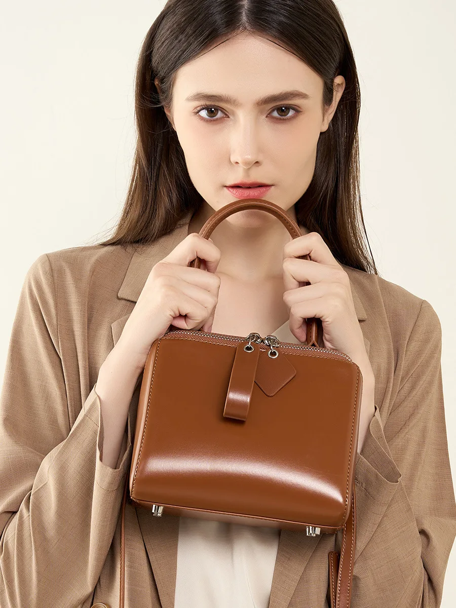 2026 New Arrival Leather Square Box Saddle Bags for Ladies Leather Crossbody Shoulder Bag for Women’s Female Girls