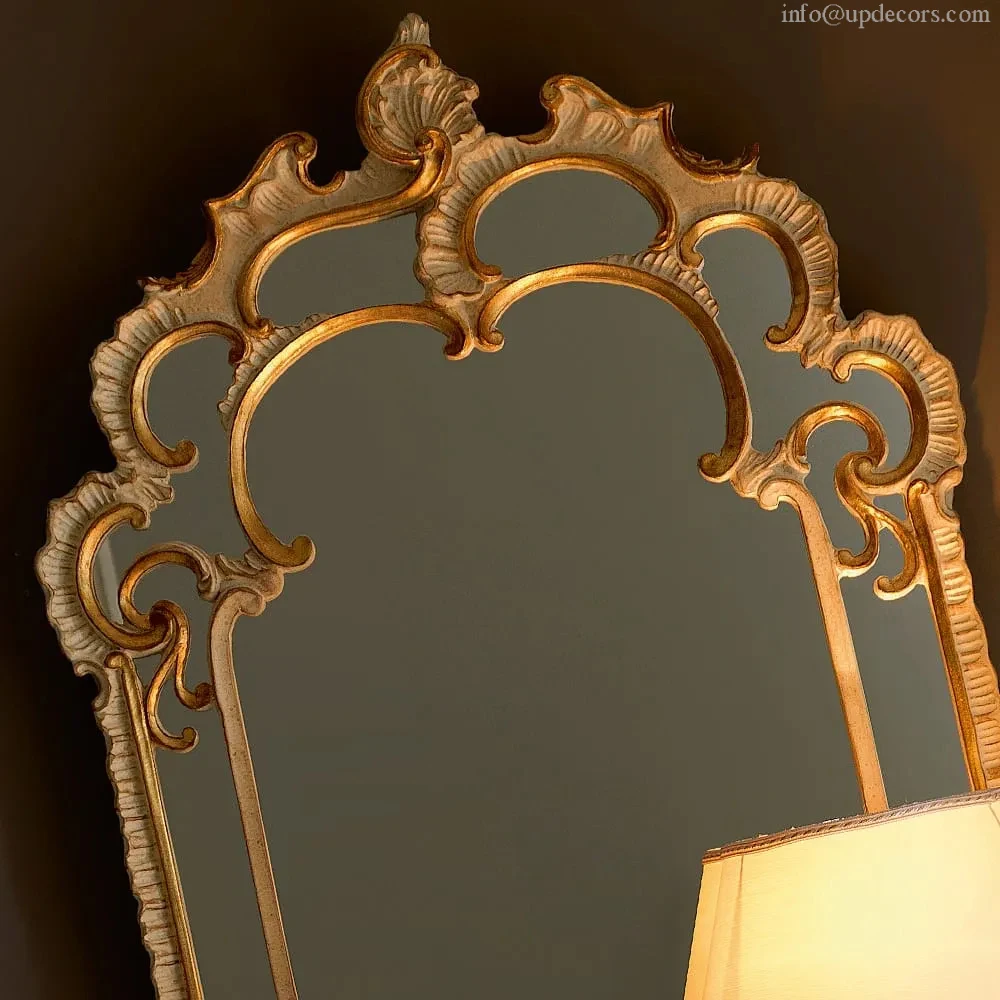 Factory Direct Sell Italian Rustic Design Wall Mirror Console Table Round Mirrors With Light for Bedrooms