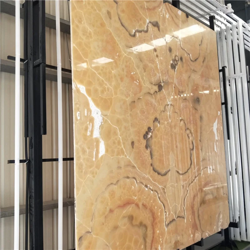 product morden style customized natural transparent lighting book match orange yellow onyx for indoor design-1