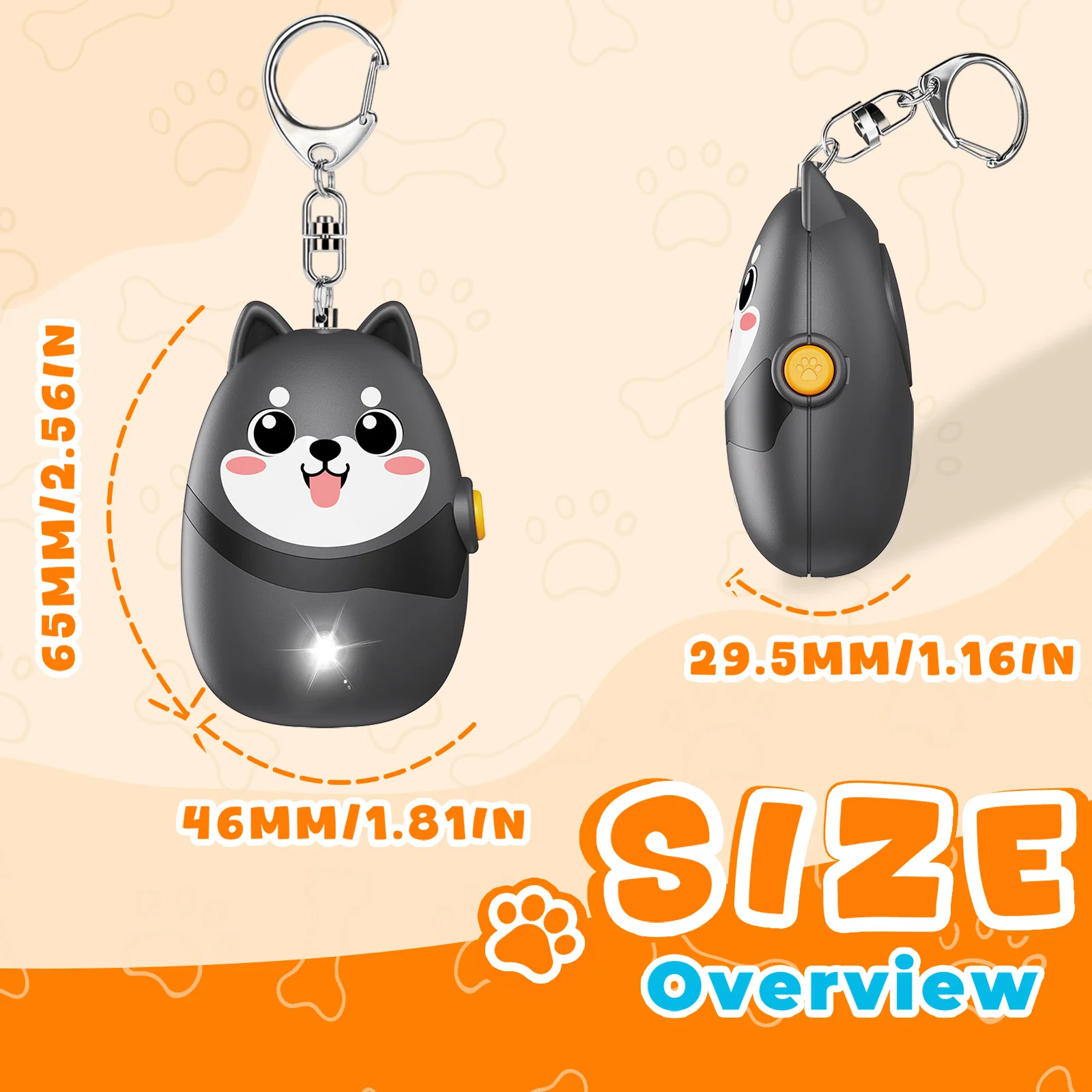 OEM/ODM Rechargeable Personal Alarm Keychain 130DB Safety Alarm with LED Light for Women Kids manufacture