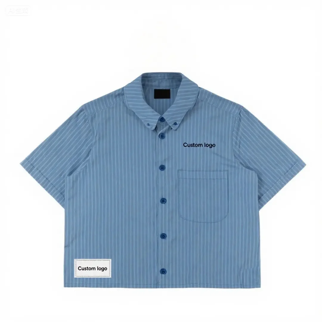 Custom High Quality Summer Printed Leisure Oversized Vintage Short Sleeves Button up Plaid Shirt