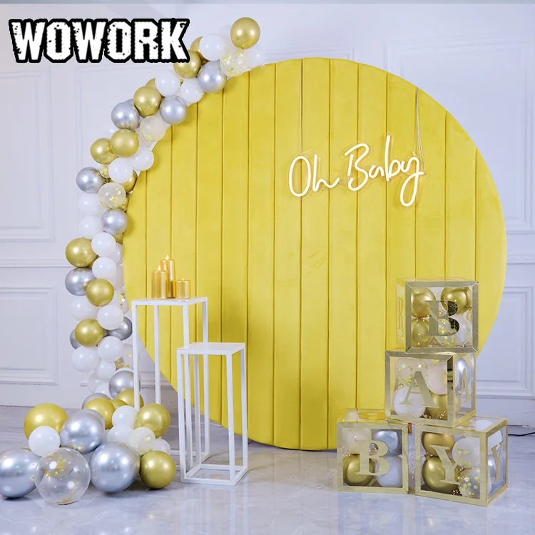 2025 WOWORK Fushun Event Designer Flower Wall Wedding Decor Baby Shower Iron Wire Round Mesh Backdrop for Party Ideas Kids
