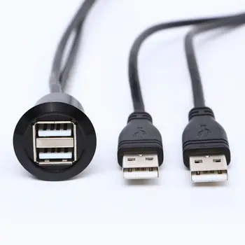 Dual USB Female to Male a 22mm Metal Adaptor Various Lengths 60cm 150cm 200cm Wires Pin Contacts 22mm Mounting Diameter