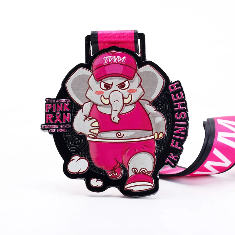 Wholesale Cheap Design Your Own Blank Running Medal Sports Zinc Alloy 3D Race Medals With Ribbon details