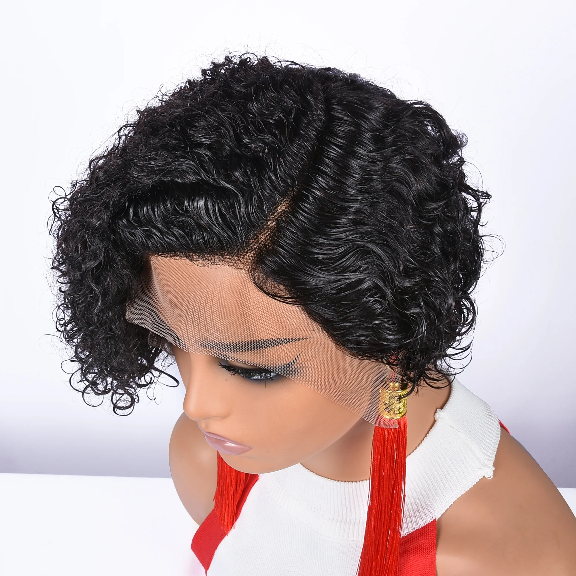 Factory New Design Short Pixie Curl HD Lace Front Remy Human Hair Wig Perruque Pixie Cut Lace Front Wigs for Black Women Vendor