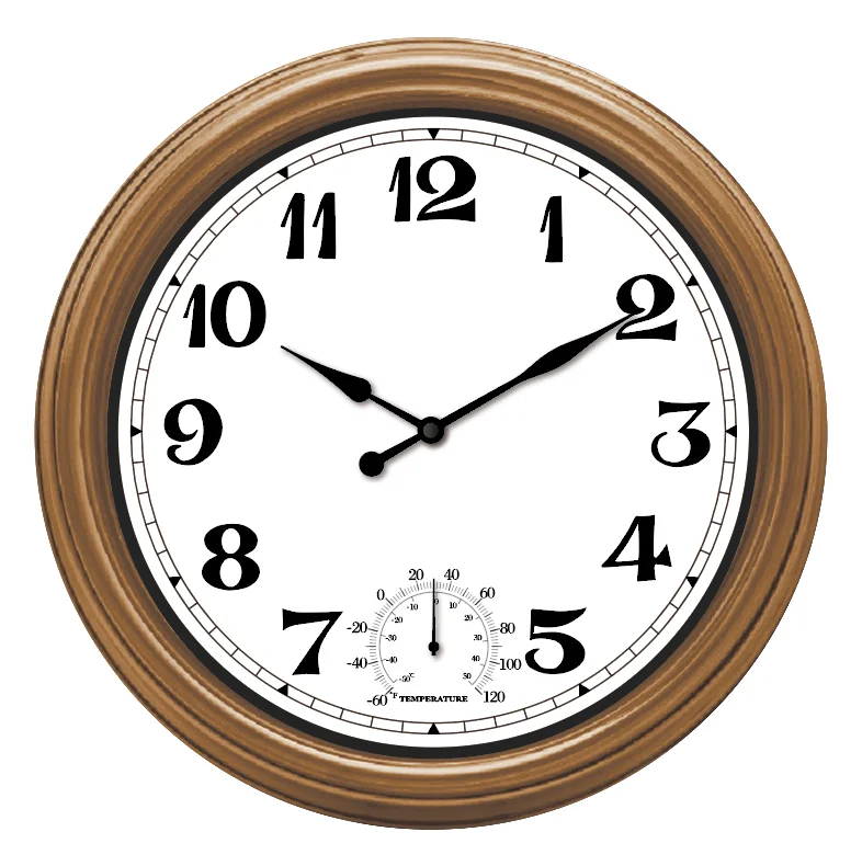 Винтажные круглые бесшумные кварцевые настенные часы в стиле ретро с термометром пластиковые старые наружные водонепроницаемый производитель