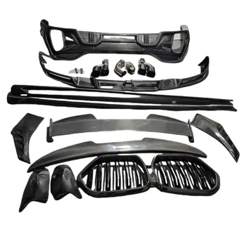 LD type carbon fiber body kit for BMW X6 G06, front lip, rear diffuser, side skirts, spoiler, middle mesh mirror shell