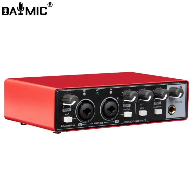 OEM Factory Pro Audio Interface 2In2Out Computer Audio Interface Recording Usb Recording logo Custom