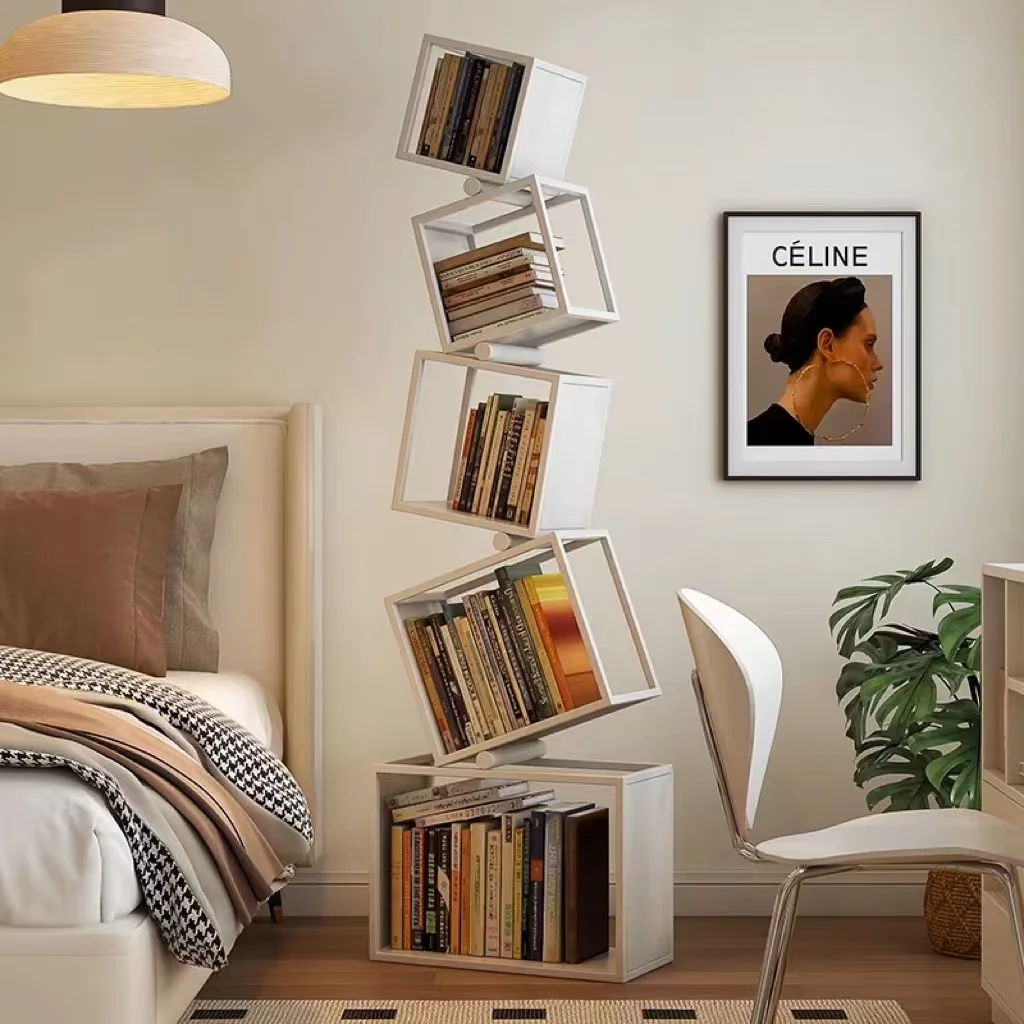 Nordic Creative Multi-Layer Bookshelf Metal Display Rack for Home Furniture for Living Room and Bedroom Apartment Use
