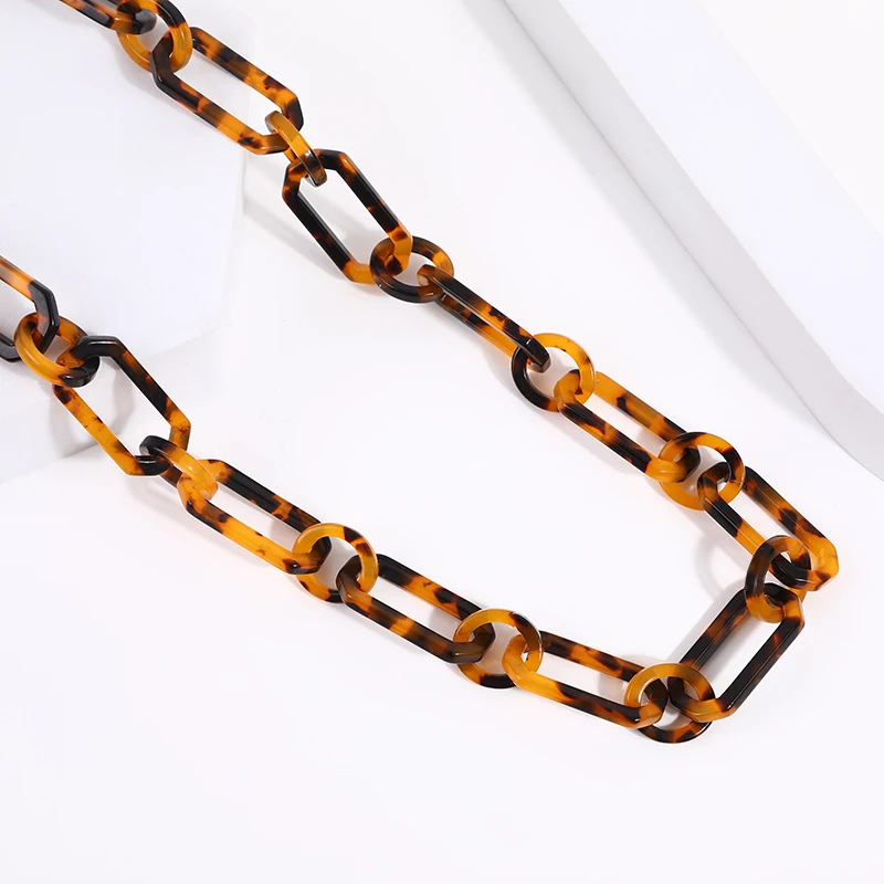Newest Design Fashion Statement Cellulose Acetate Acrylic Chain Necklace Jewelry Acrylic Resin Plastic Necklace Jewelry