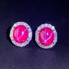 Red corundum six-pointed star light stud earrings