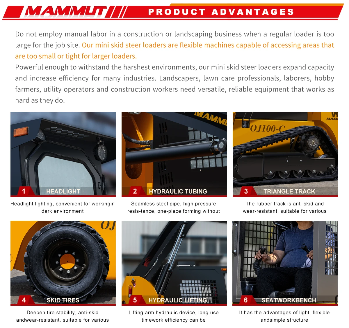 1000kg 4wd Hydraulic Mini Wheel Loader Earthmoving Machinery Skid