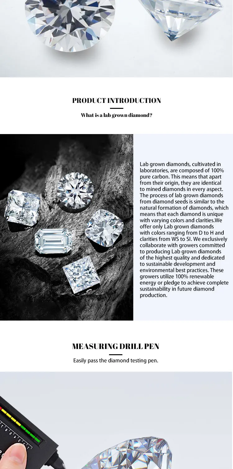 Igi Gia Certified Lab Diamond D E F Color 0.5ct 1ct 2ct 40ct Loose