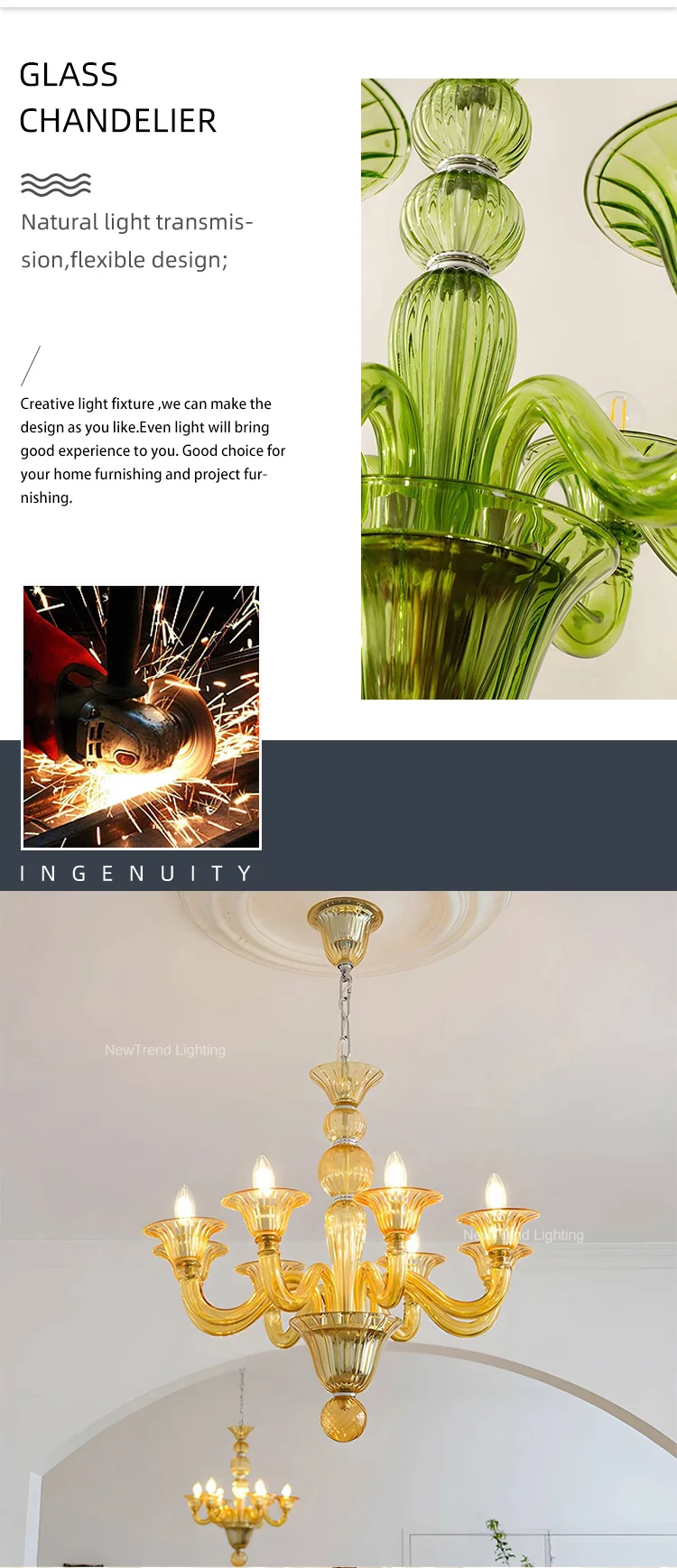 cpl 464 modern french pastel color murano glass chandelier  artistic luxury pendant light for villa dining-1