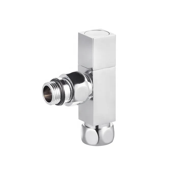 Brass Chrome Square Angled Radiator Towel Rail Valve BJ22011