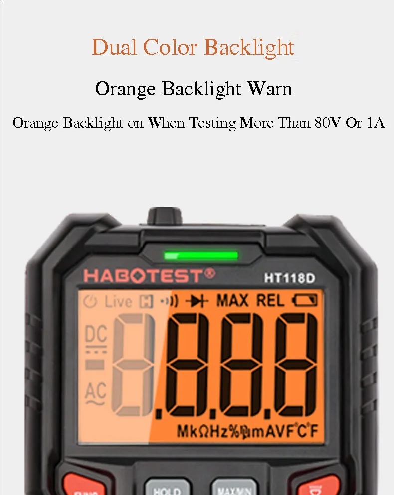Professional 1000V DC Digital Multimeter with Double Color Backlight and High Voltage Measurement for Industrial Use