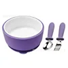 Deep purple ceramic round bowl + stainless steel d