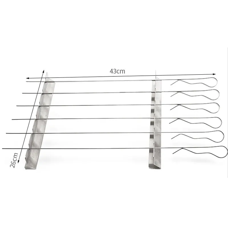 Sabre factory price 6 pcs barbecue Kabob Rack Stainless Steel Set bbq grill skewers