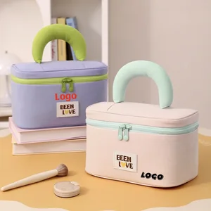 Custom Logo Women's Portable Large Capacity Travel Pouch Eco-Friendly Nylon Cosmetic Bag Zipper Multi-Color Designs Makeup Bags