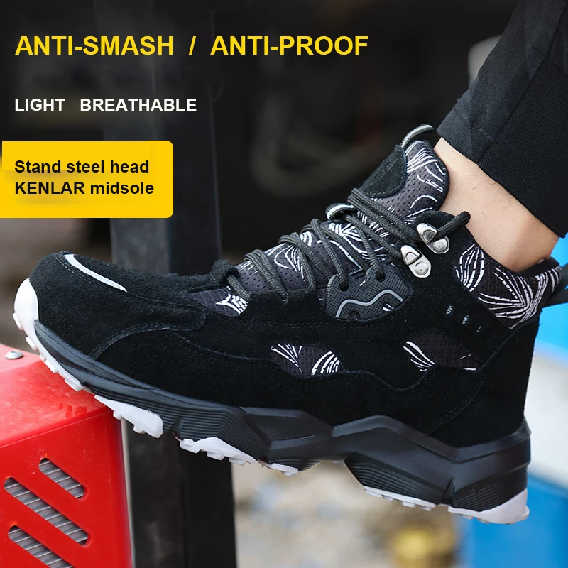 Изготовленные На Заказ Высокие ботинки из воловьей замши со стальным носком непробиваемые сохраняют тепло зимой защитная обувь для мужчин