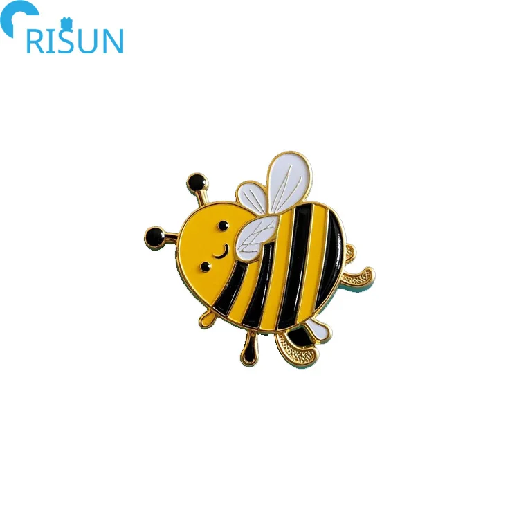Cute Simple Bumble Bee Cartoon Round Metal Lapel Pin - 0.75 Inch Hat Shirt Tie Tack Pinback
