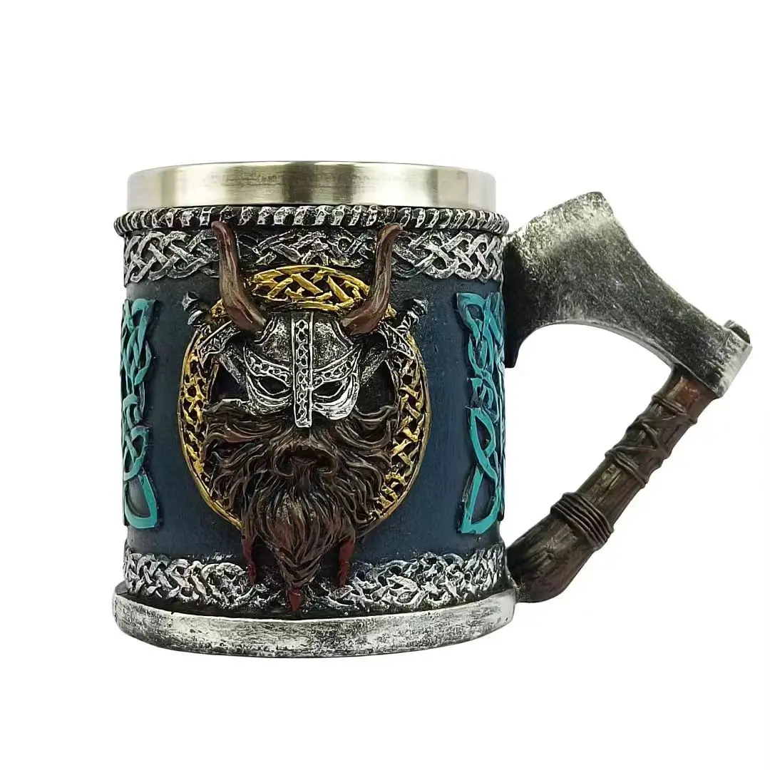 Viking Tree of Life Mug Set VK02 Celtics Thor Beer Mug Collection Resin Novelty Party Wood Barrel Cup Viking Mug Stuff