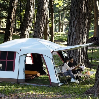 Full Set Off-Road Overnight Camping Gear Car Tail Tent Two Rooms One Living Room Oxford Fabric Expandable Tent
