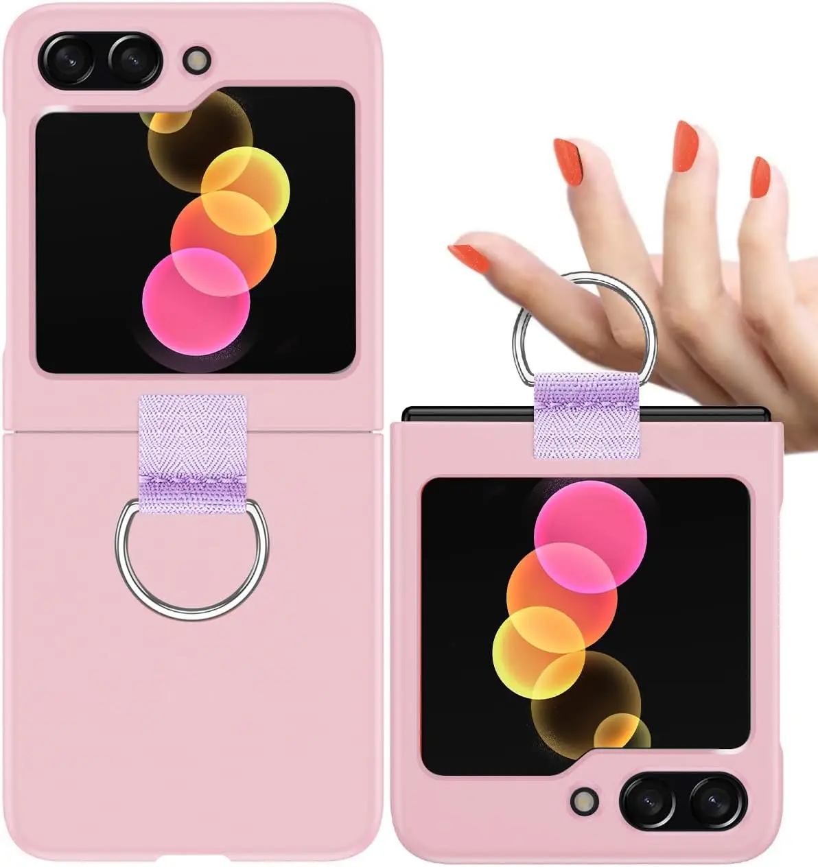 Soft Cover for Samsung Galaxy Z Flip 6 5 with Ring Silicone Phone Case Anti-drop Cute for Girls Women