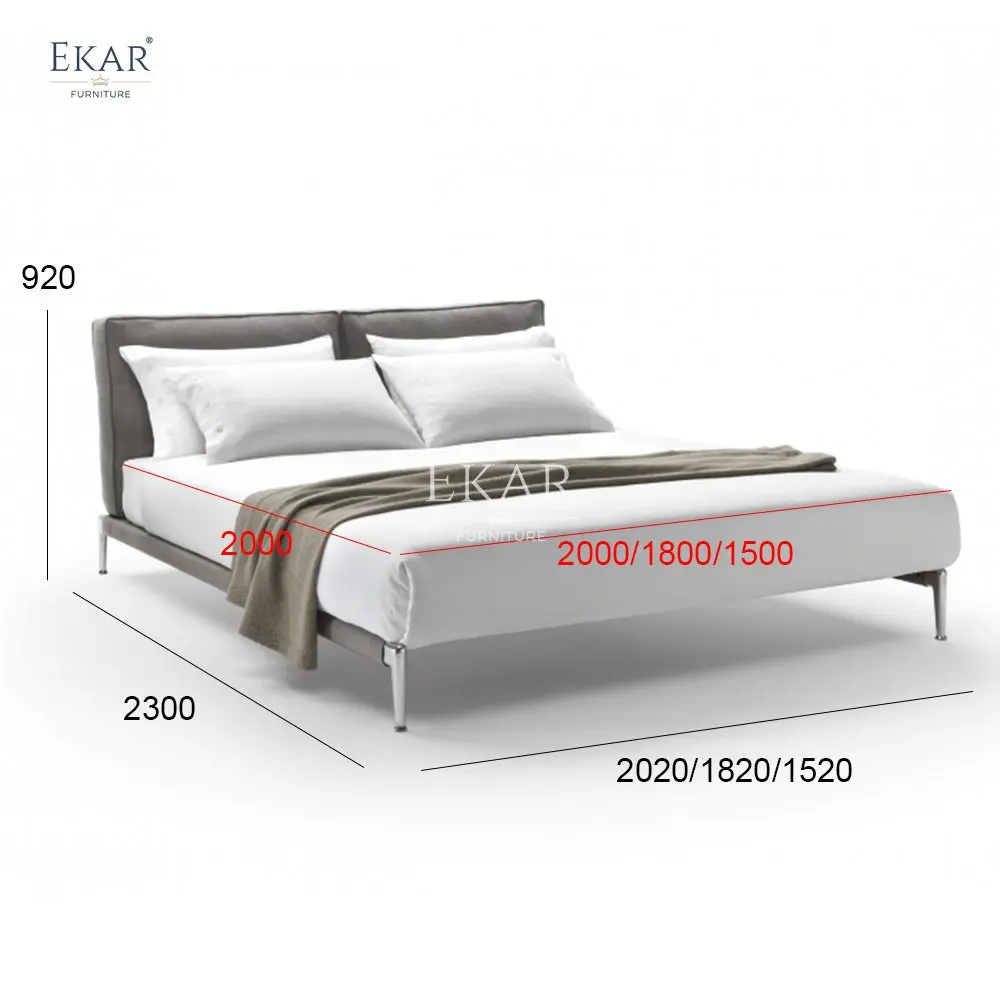 product steel frame bed frame with aluminum alloy mirrored gunmetal legs   integrated bed screen bed-67