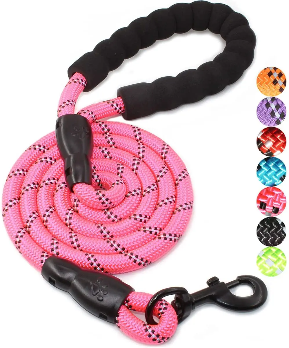
 Upgrade Highly Reflective Threads Strong Durable Polyester Dog Leash with Comfortable Padded Handle for Medium Large Dogs  