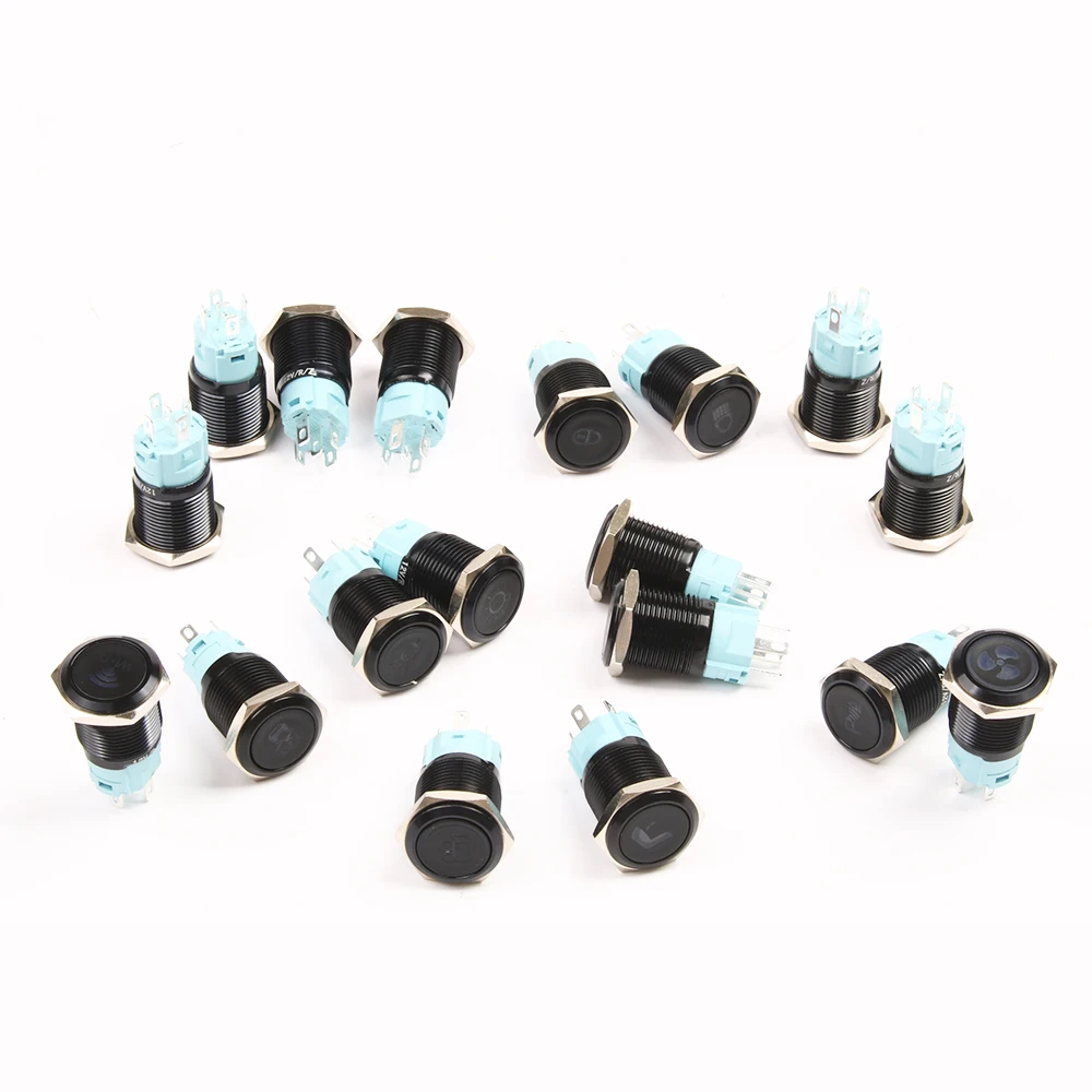 16mm Customizable Metal Push Button Switch Alumina  Latching for Car Speaker Led logo Light Latching Fixed Button Switch