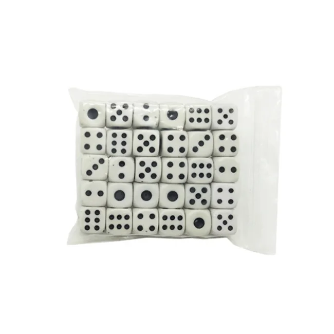 Wholesale 10mm White Round Corner Square Dice with Black Dots Normal Caisno Game Dice