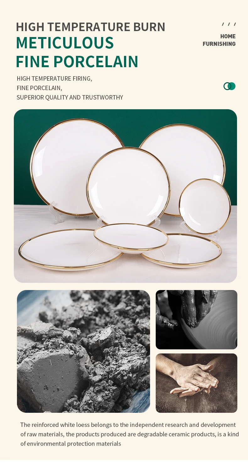 Yongsheng Hot Sale High Quality Nordic Style Plate Set Round Ceramic