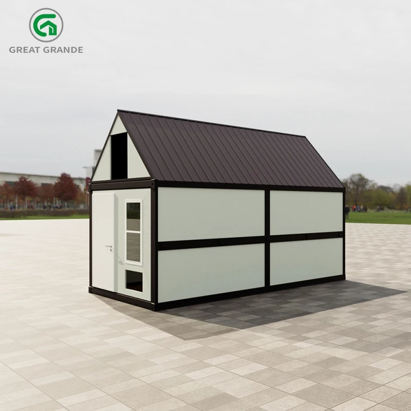 Prefab mobile house with triangular storage roof